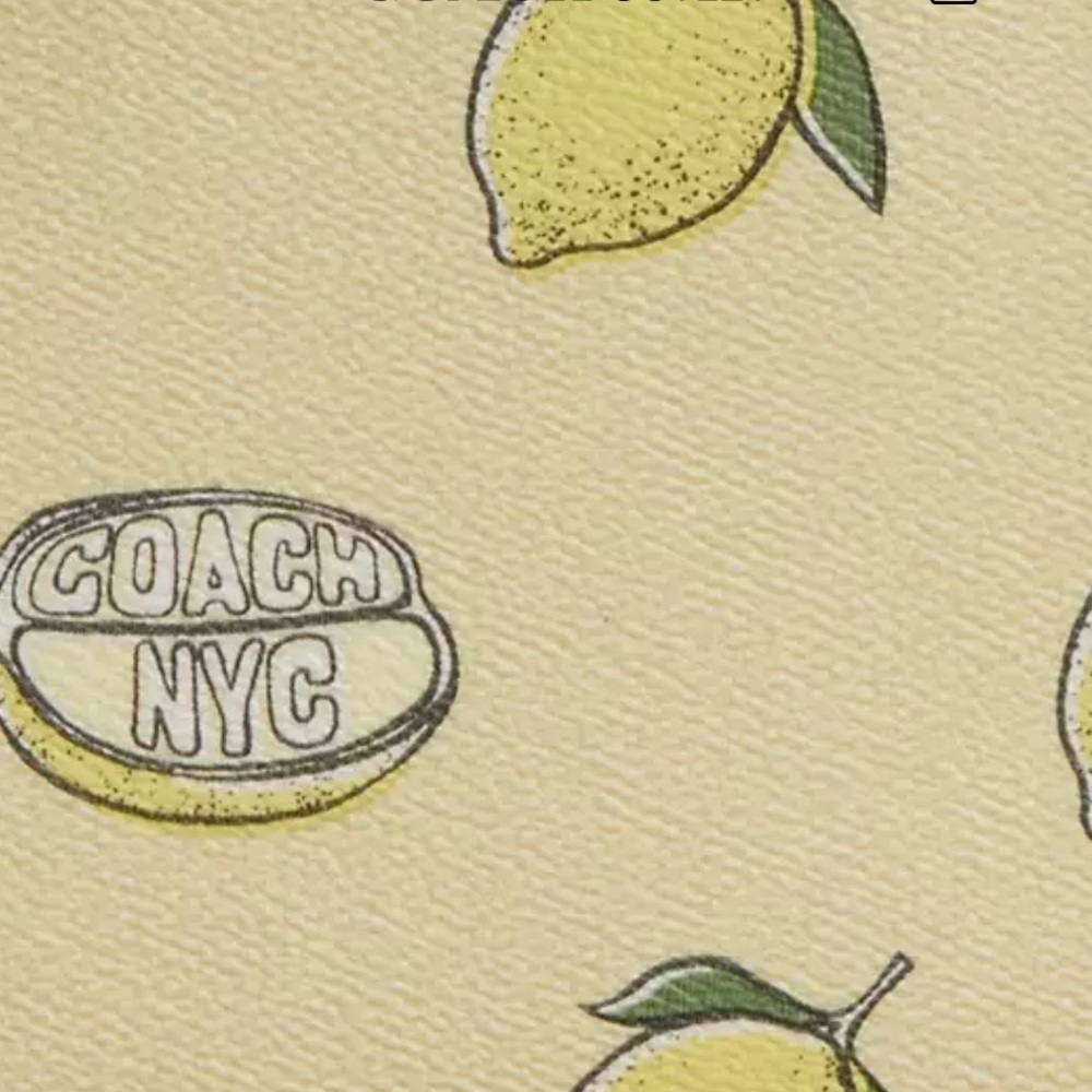 Coach Mollie Tote Bag 25 With Lemon Print Tote in Yellow and Tan - Picture 3 of 7